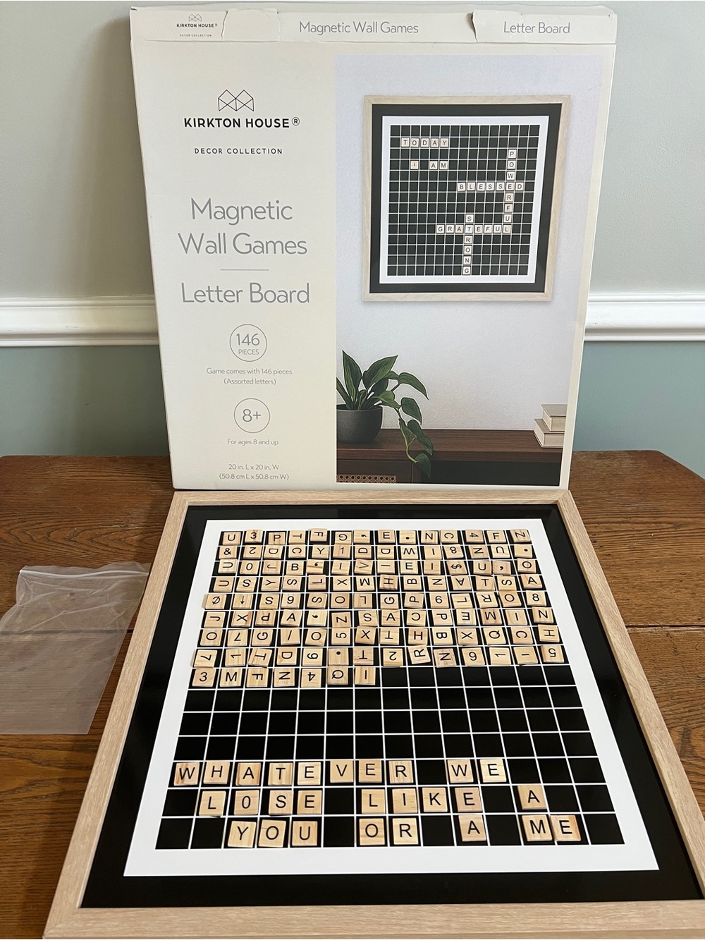 Kirkton House Magnetic Wall Letter Board - Black & Natural Wood Tiles